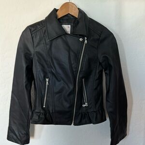 Girls’ Faux Leather Peplum Moto Jacket 14
